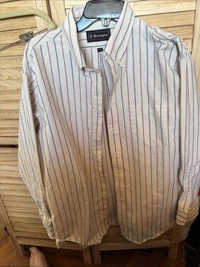 Men’s Barrington  Button-Down Shirt with Blue & Red Stripes 17.5 x 32/33